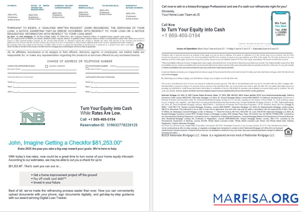 Printable Saint Kitts and Nevis SKNA bank mortgage statement in Word and PDF formats 3 4 real example